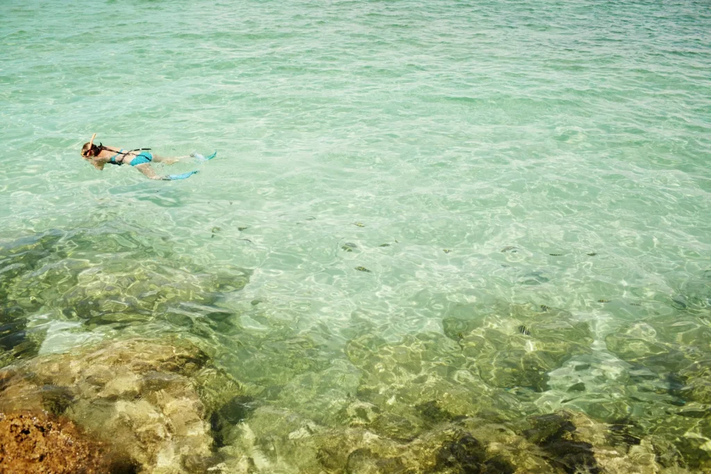 woman snorkeling jamaica
