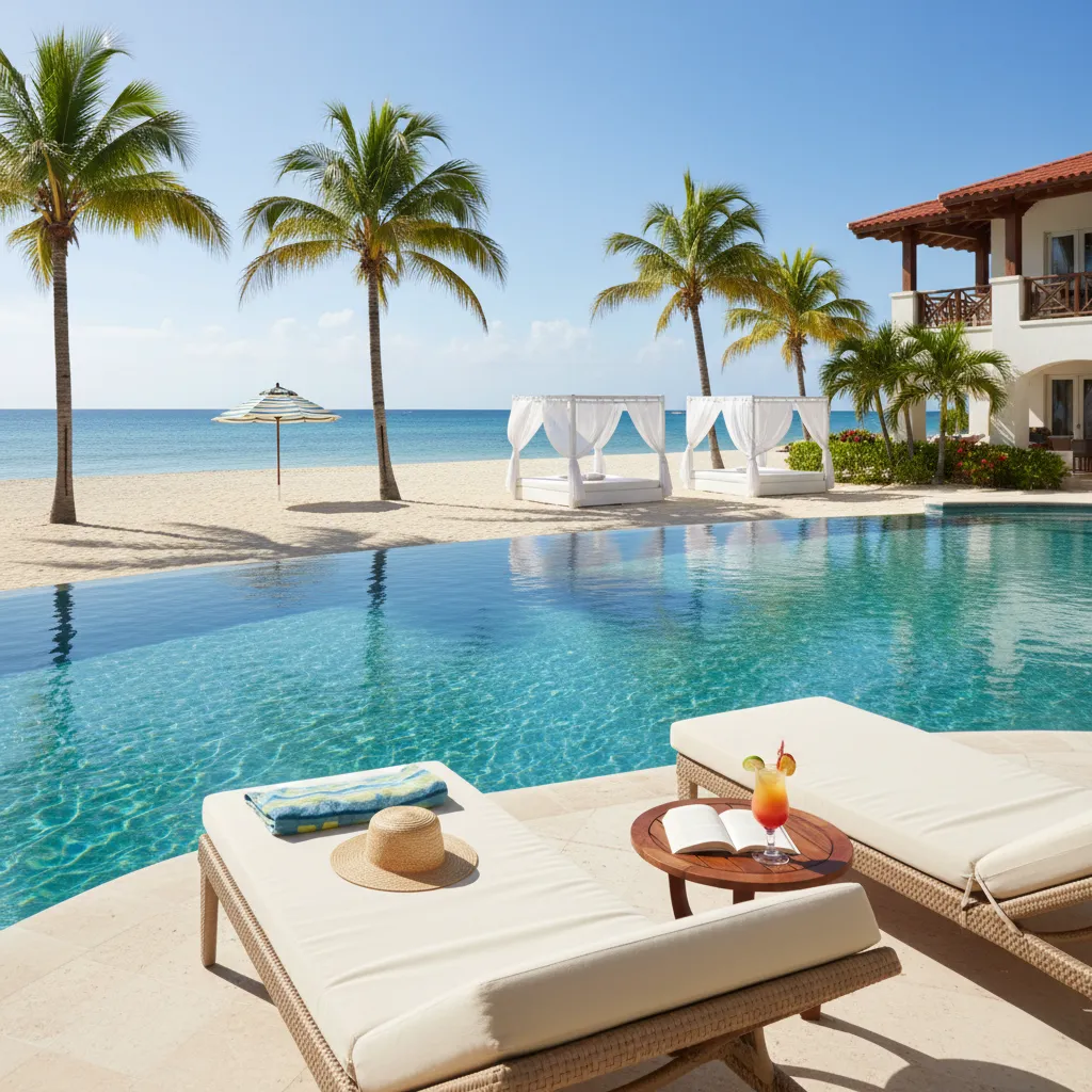 beachside caribbean resort poolside view1