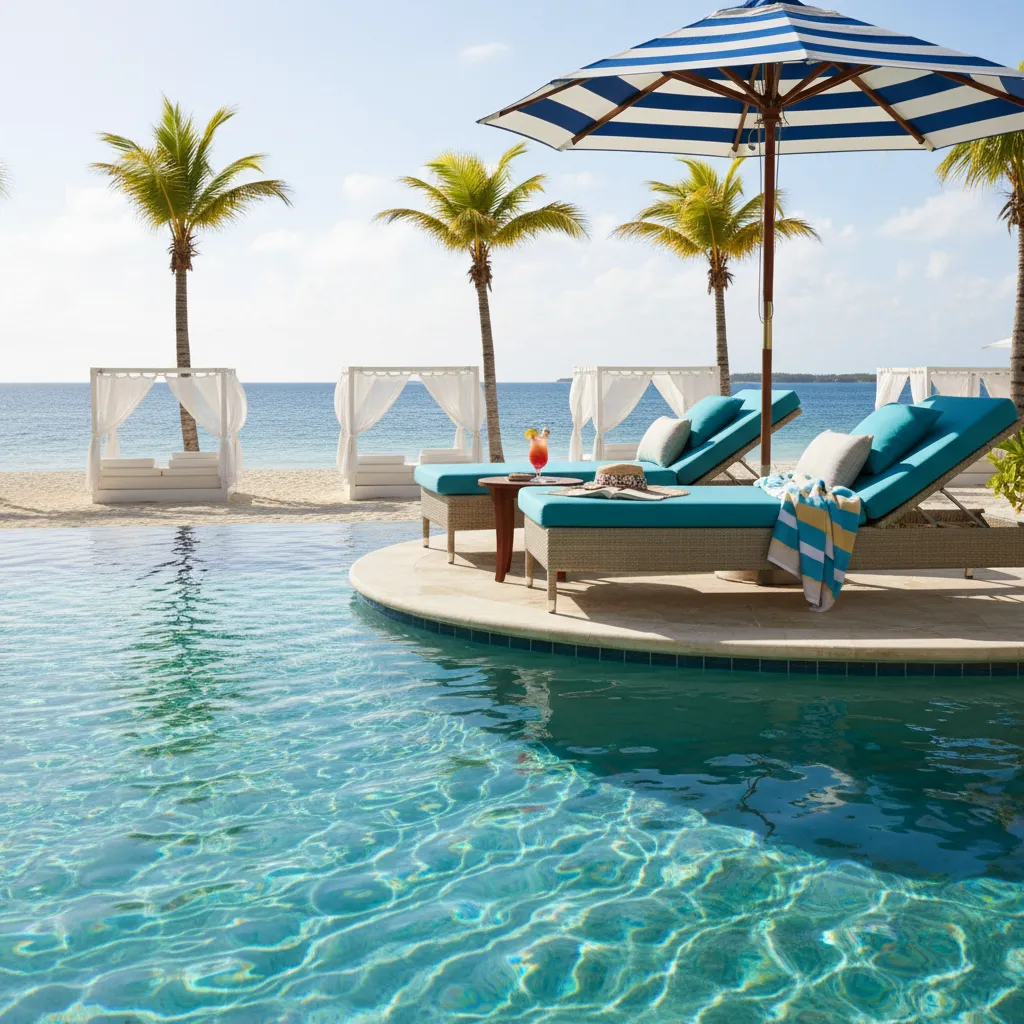 beachside caribbean resort poolside view10