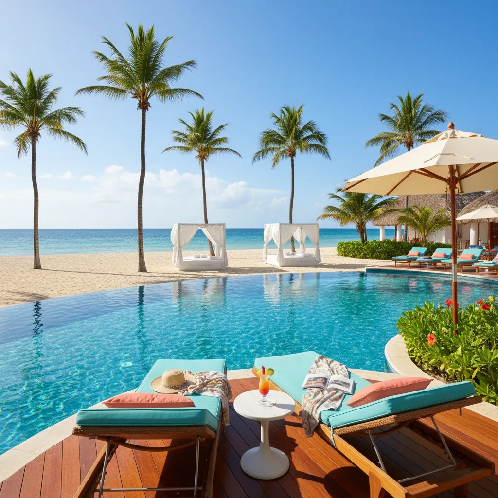 beachside caribbean resort poolside view12