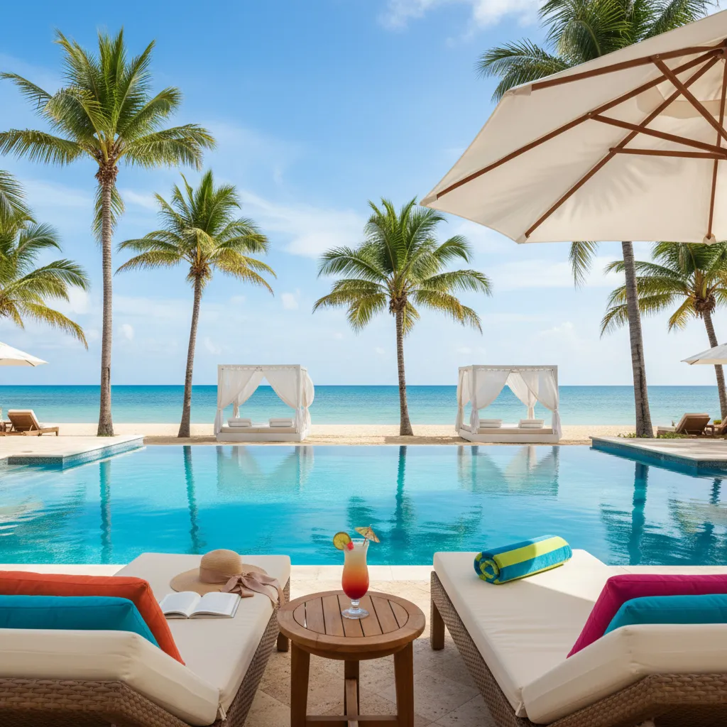 beachside caribbean resort poolside view13