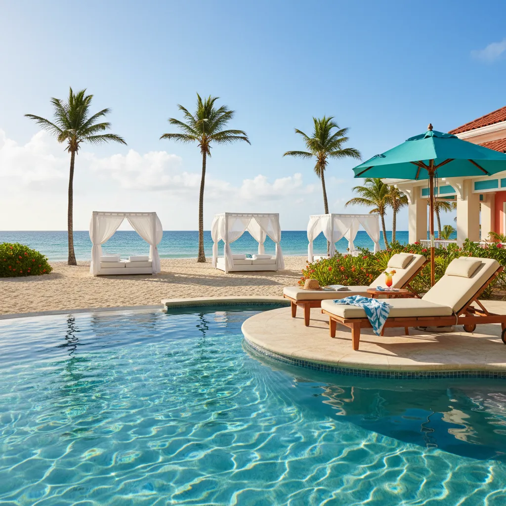 beachside caribbean resort poolside view14