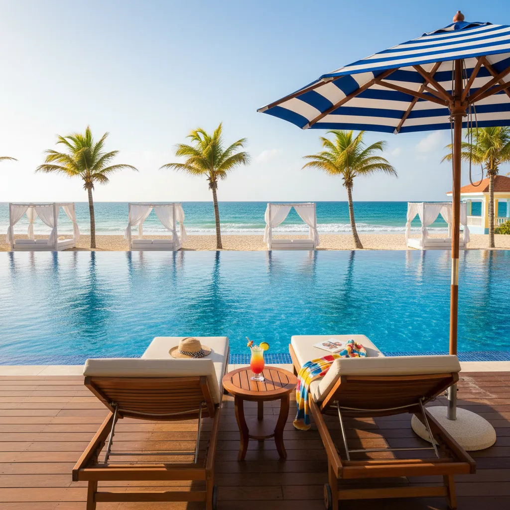 beachside caribbean resort poolside view15