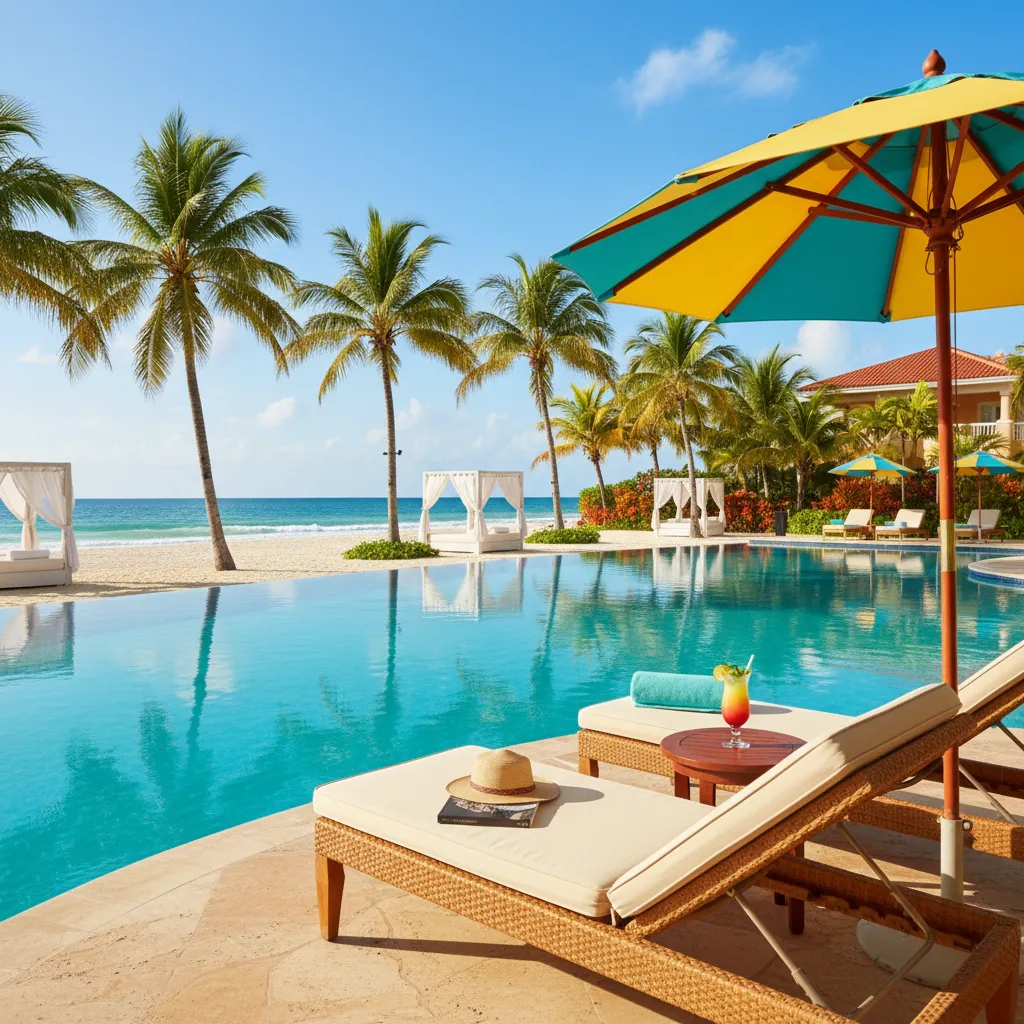beachside caribbean resort poolside view19