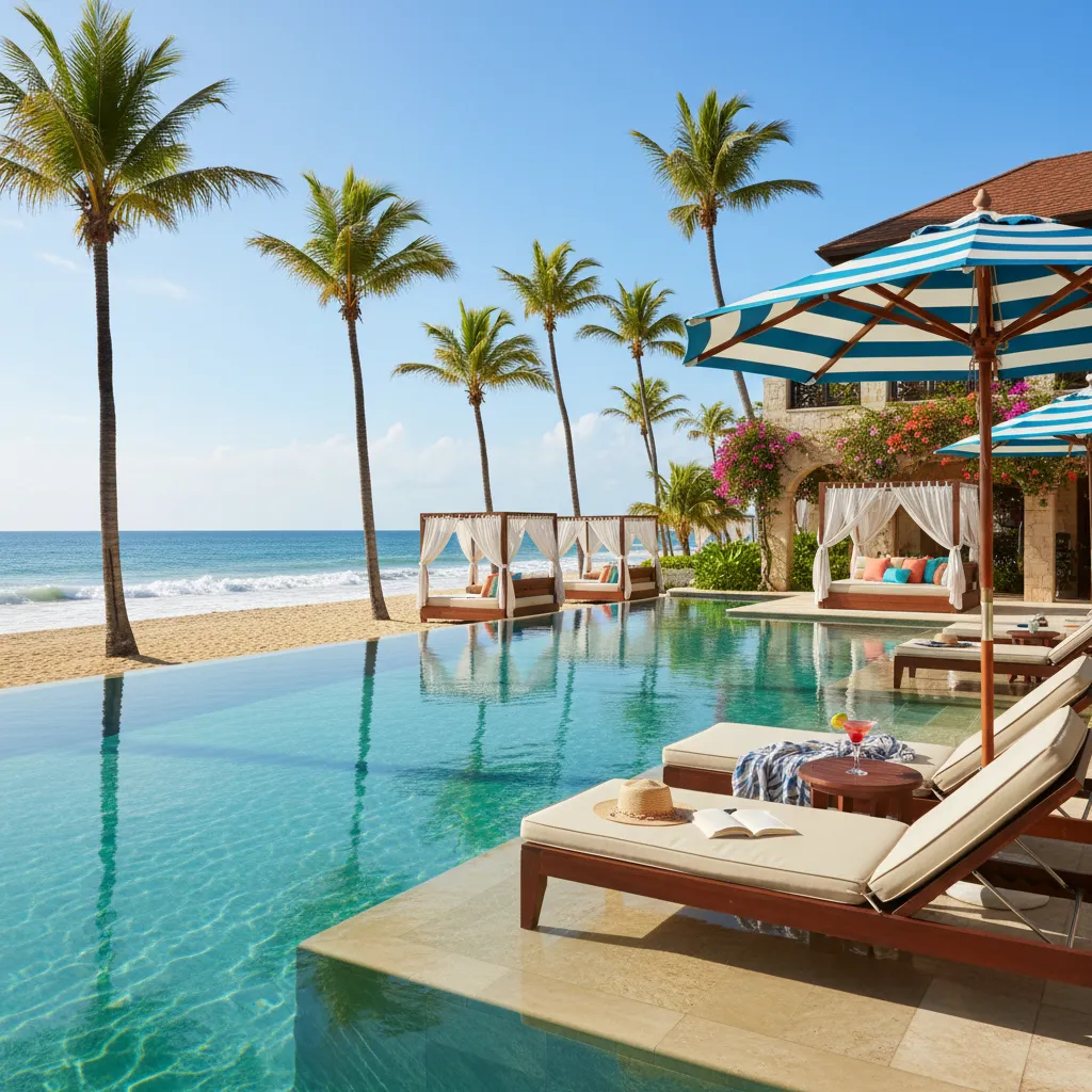 beachside caribbean resort poolside view20