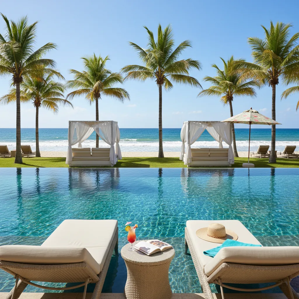 beachside caribbean resort poolside view25