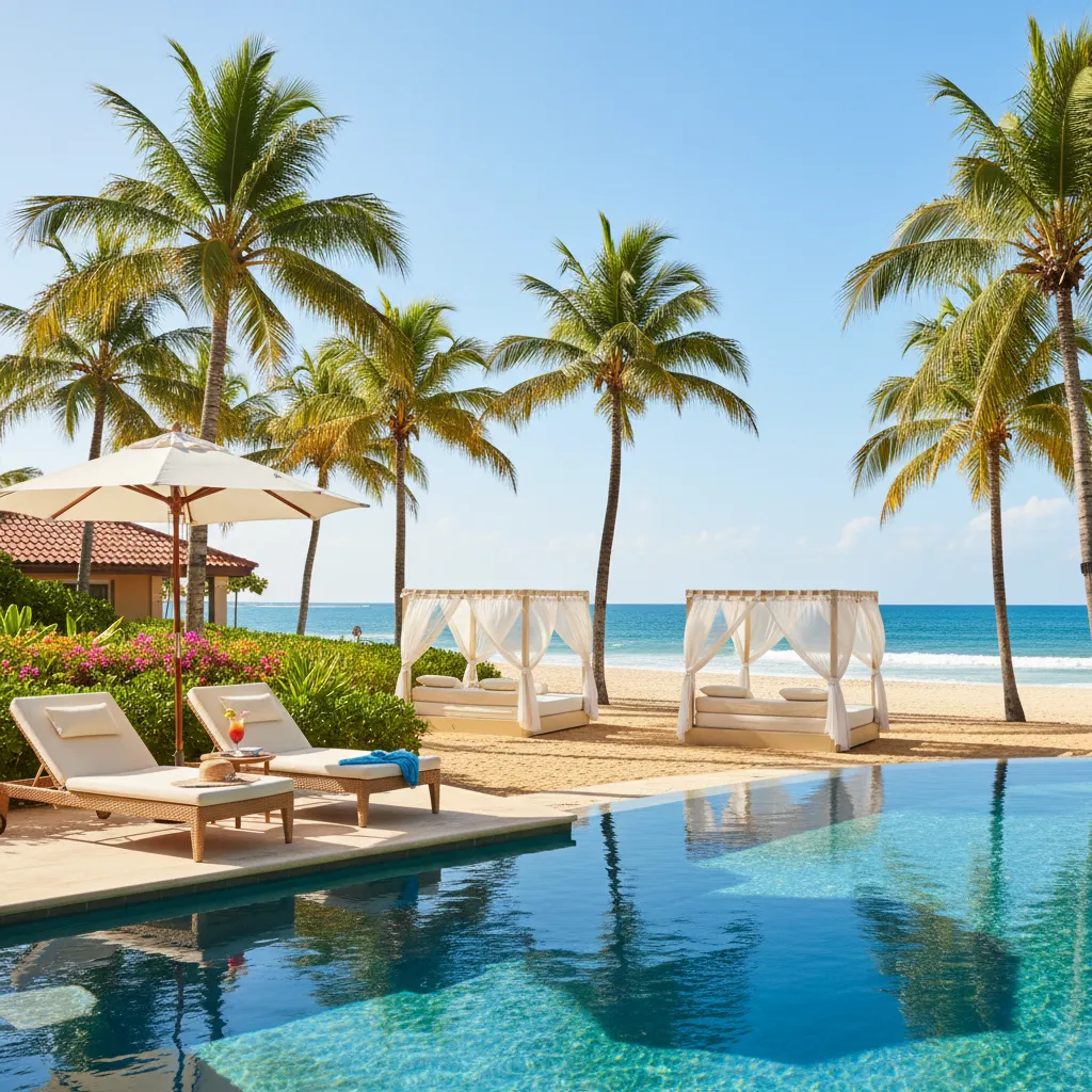 beachside caribbean resort poolside view26