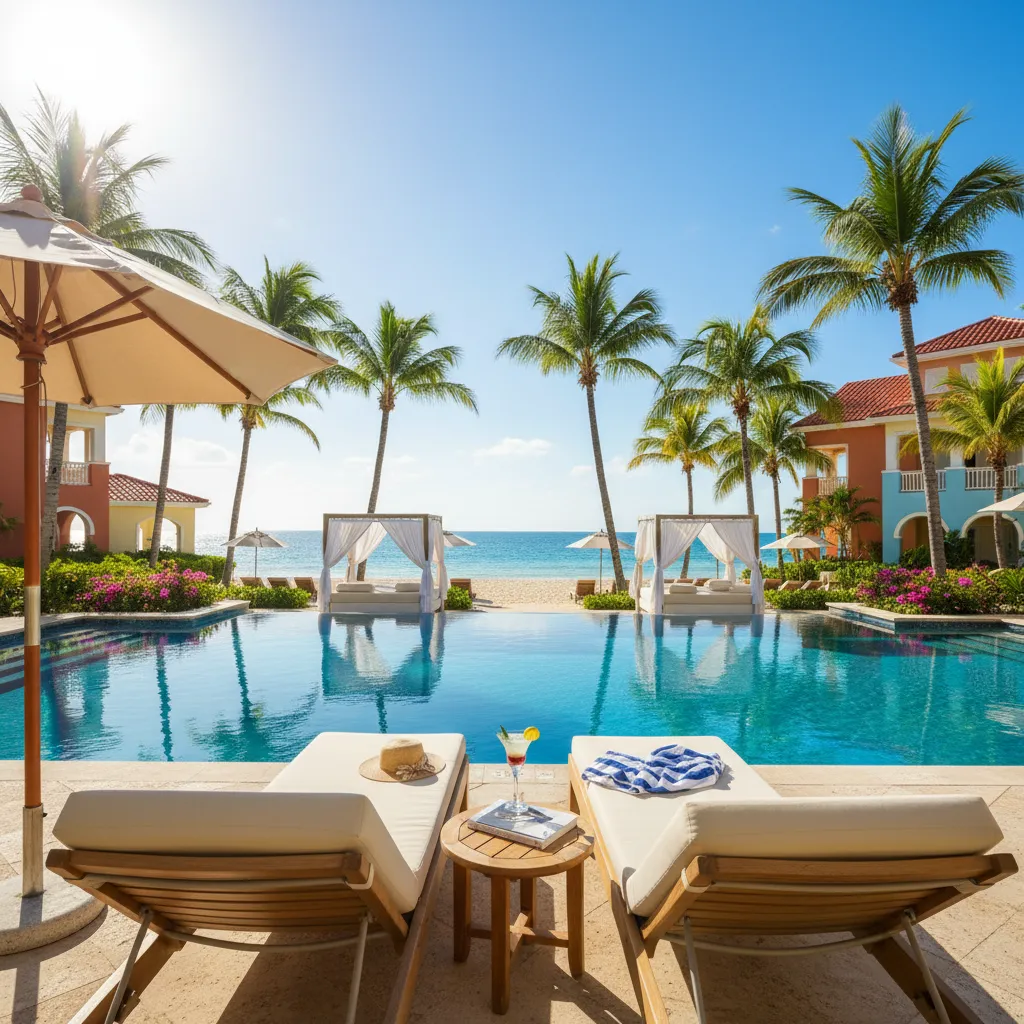 beachside caribbean resort poolside view28