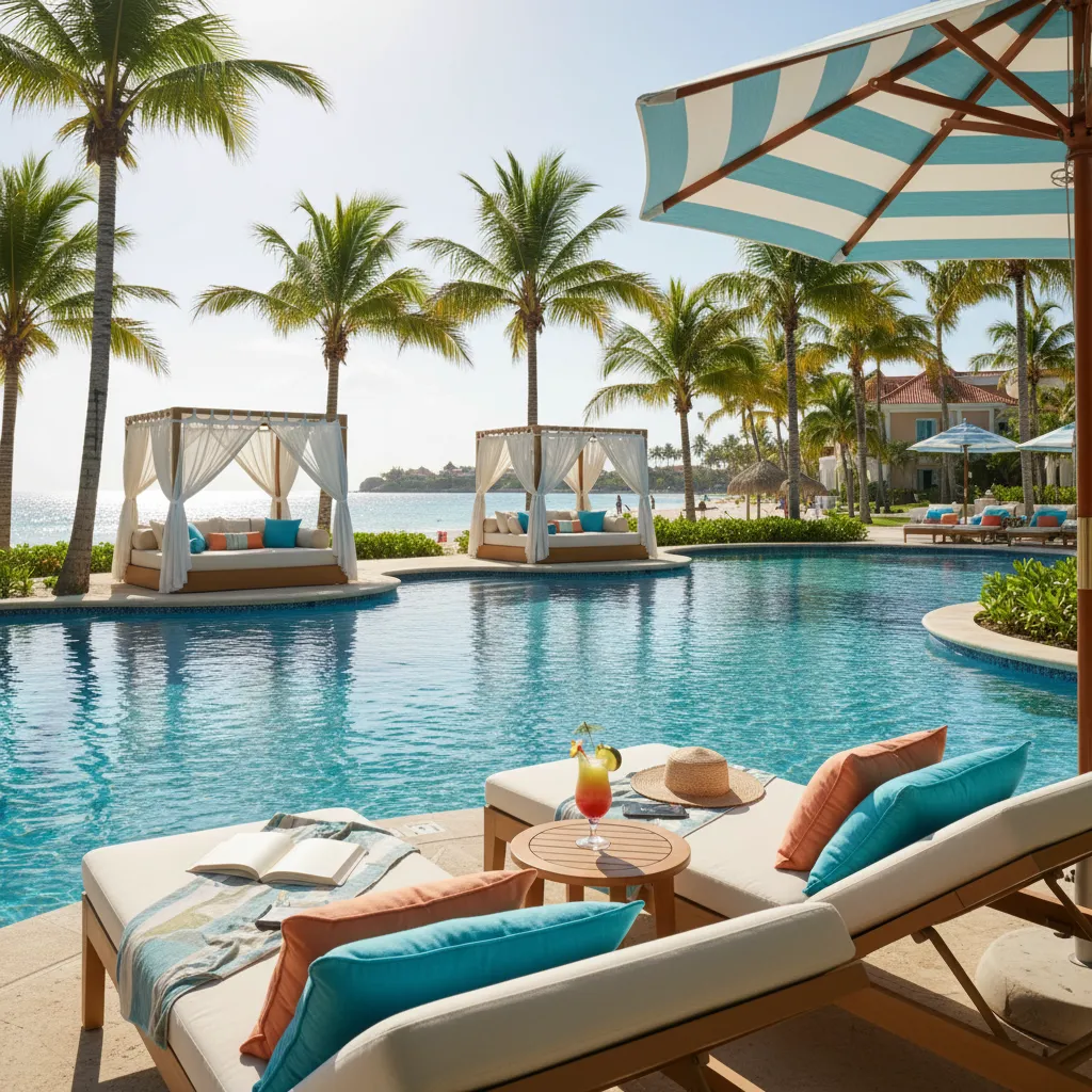 beachside caribbean resort poolside view29