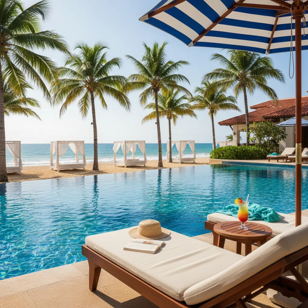beachside caribbean resort poolside view3