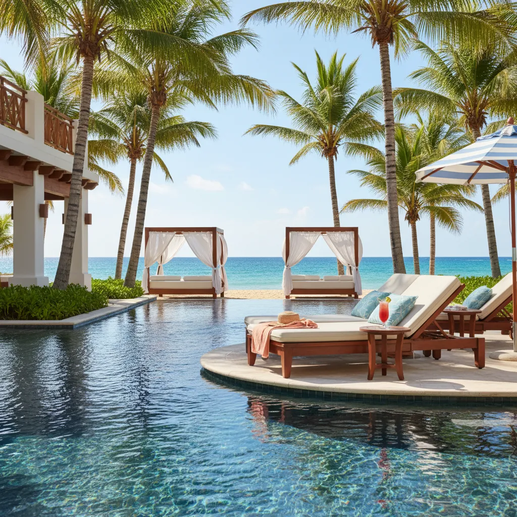 beachside caribbean resort poolside view30