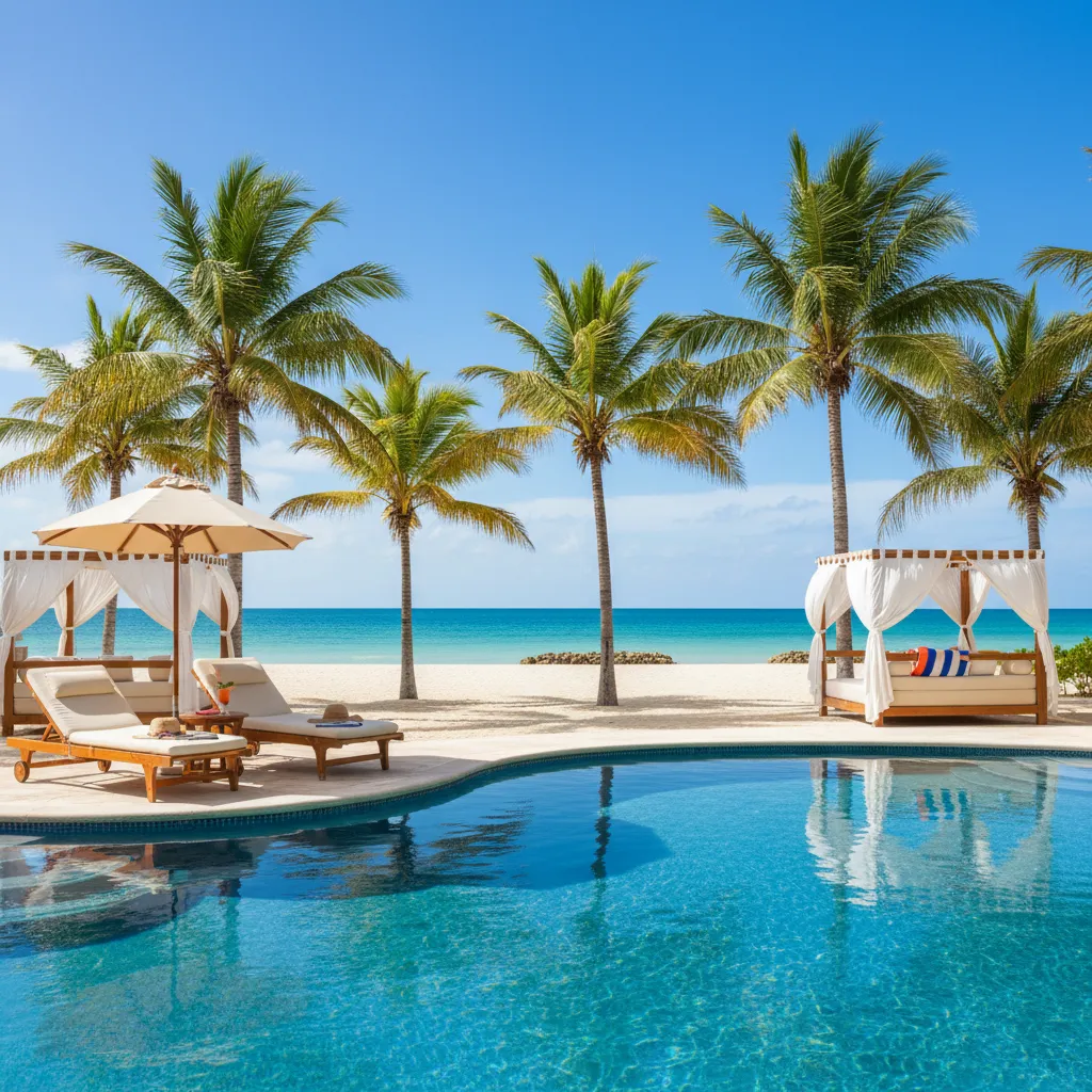 beachside caribbean resort poolside view32