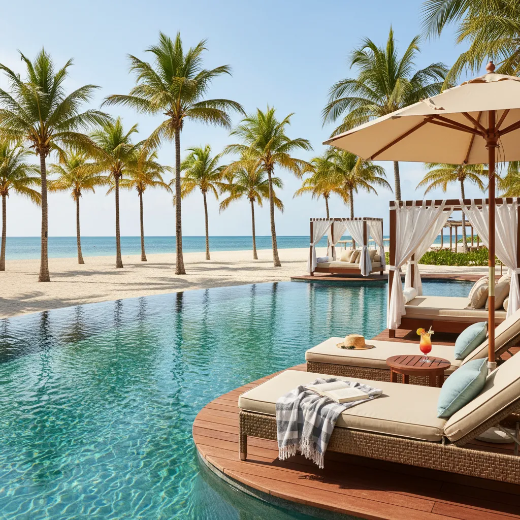 beachside caribbean resort poolside view34