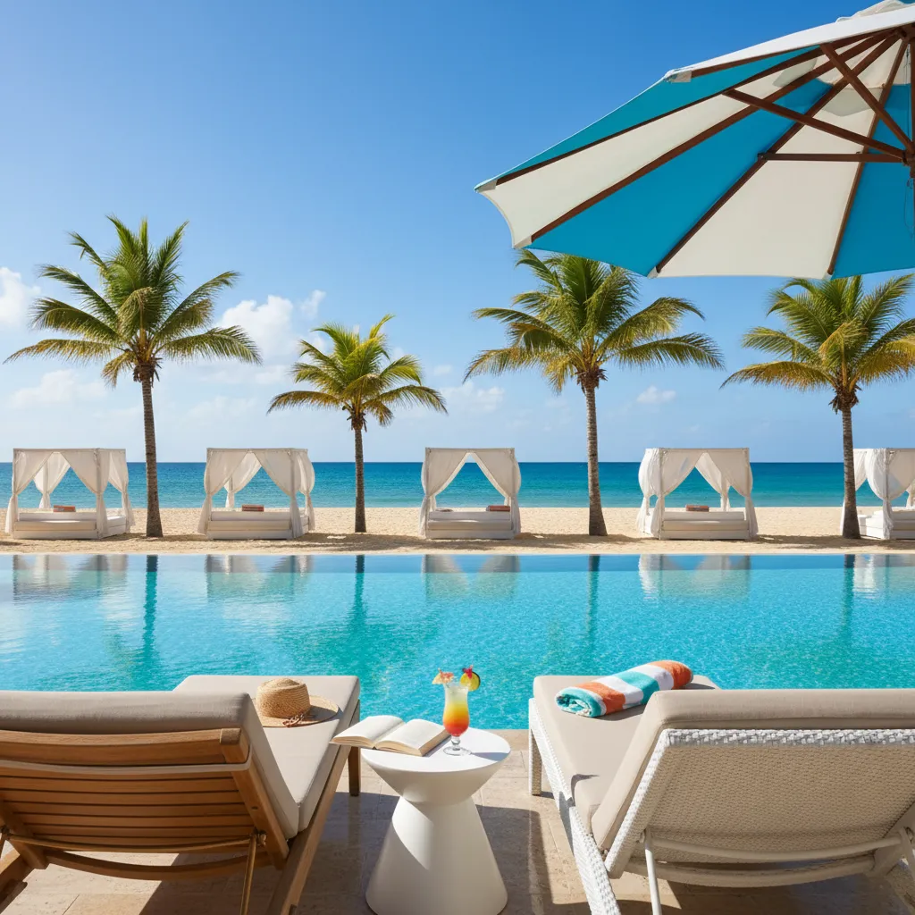 beachside caribbean resort poolside view7