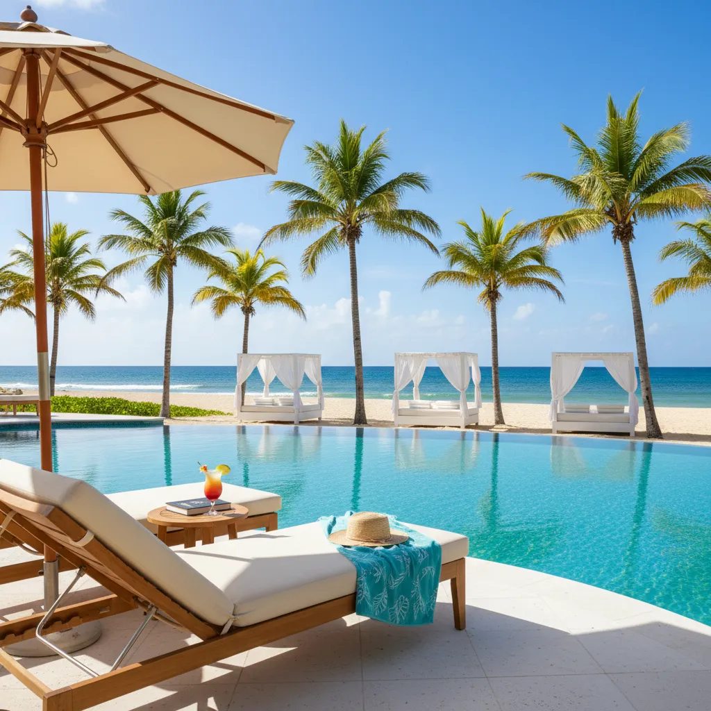 beachside caribbean resort poolside view8