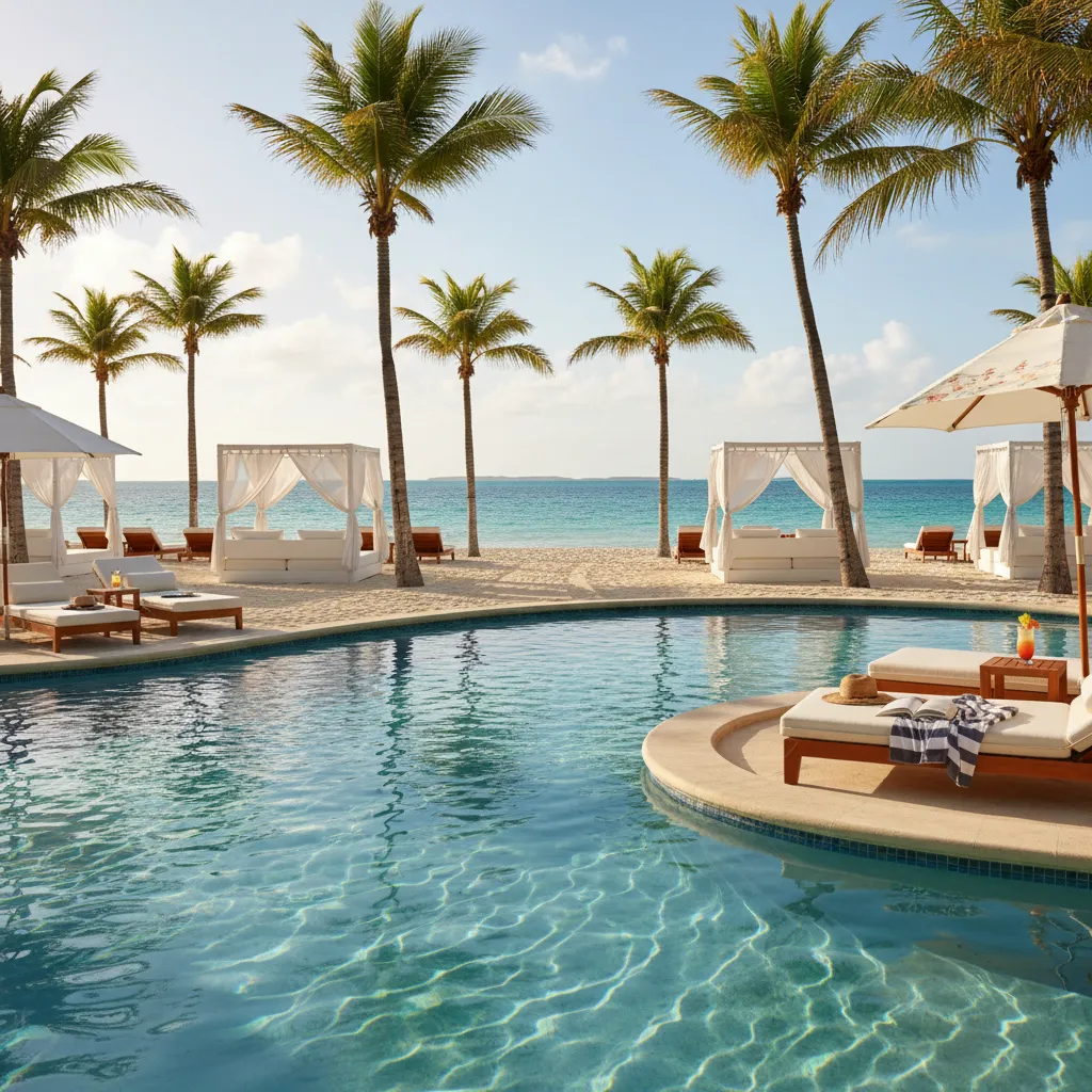luxury caribbean resort poolside scene18