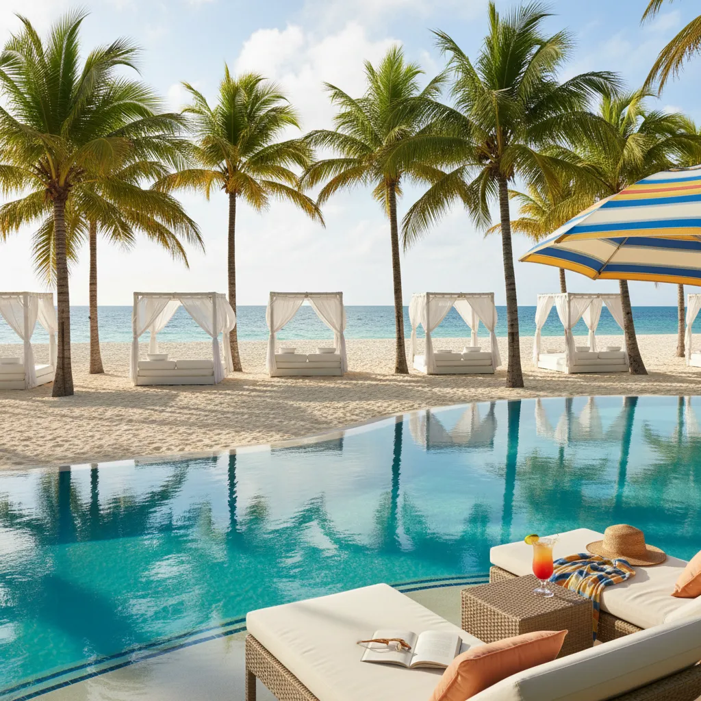 luxury caribbean resort poolside scene19
