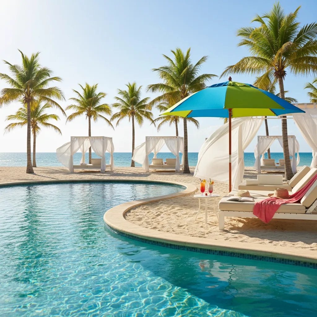 luxury caribbean resort poolside scene20