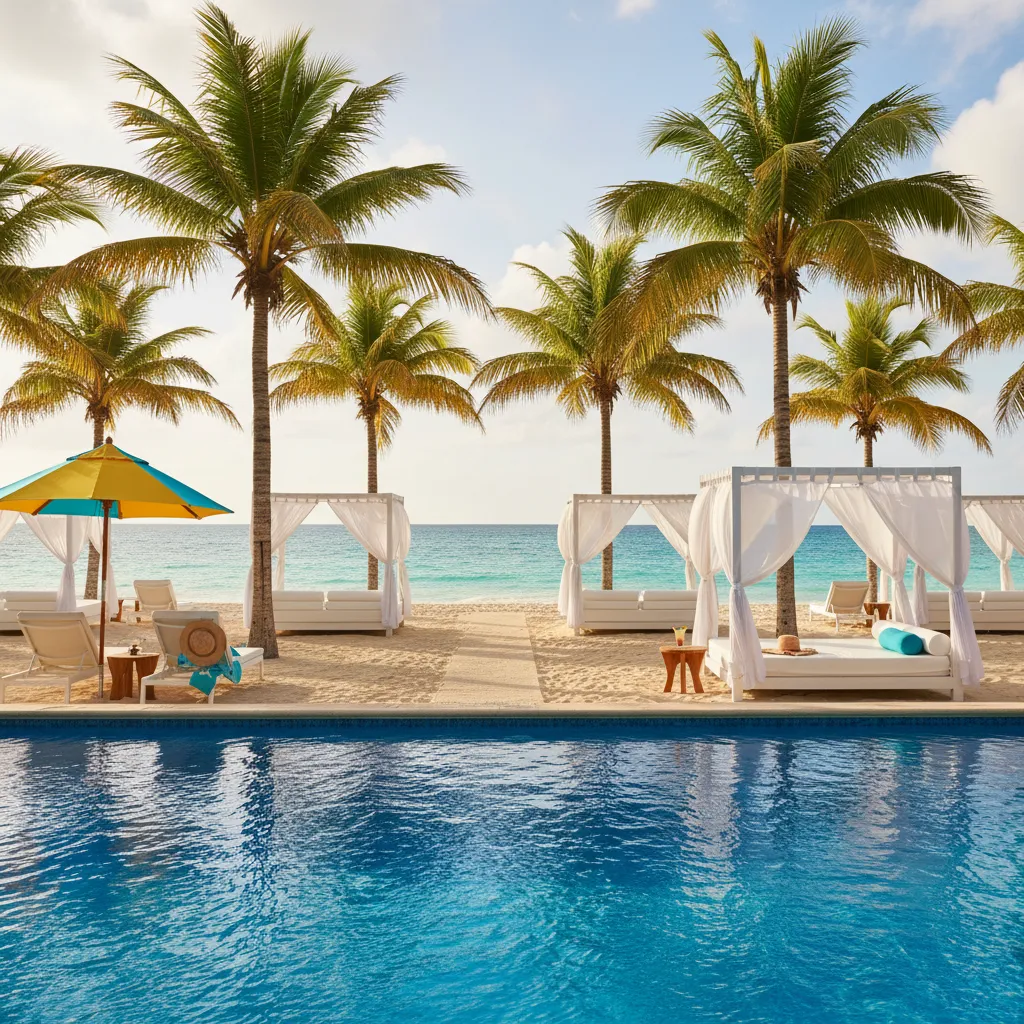 luxury caribbean resort poolside scene28
