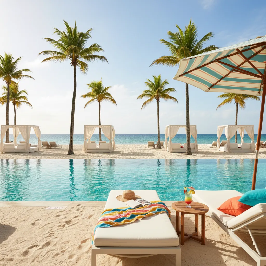 luxury caribbean resort poolside scene29
