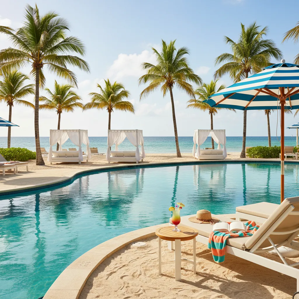 luxury caribbean resort poolside scene31