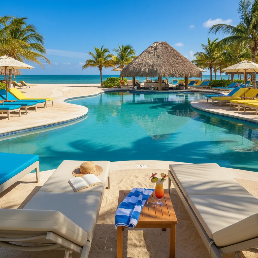 luxury caribbean resort poolside scene4