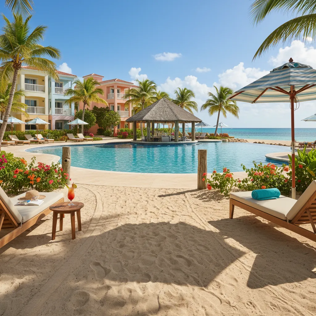 luxury caribbean resort poolside scene5
