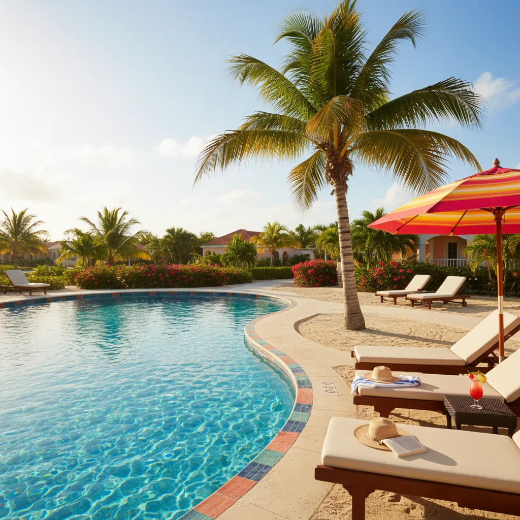 luxury caribbean resort poolside scene8